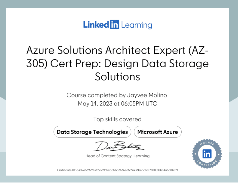 Azure Solutions Architect Expert (AZ-305): Design Data Storage Solutions