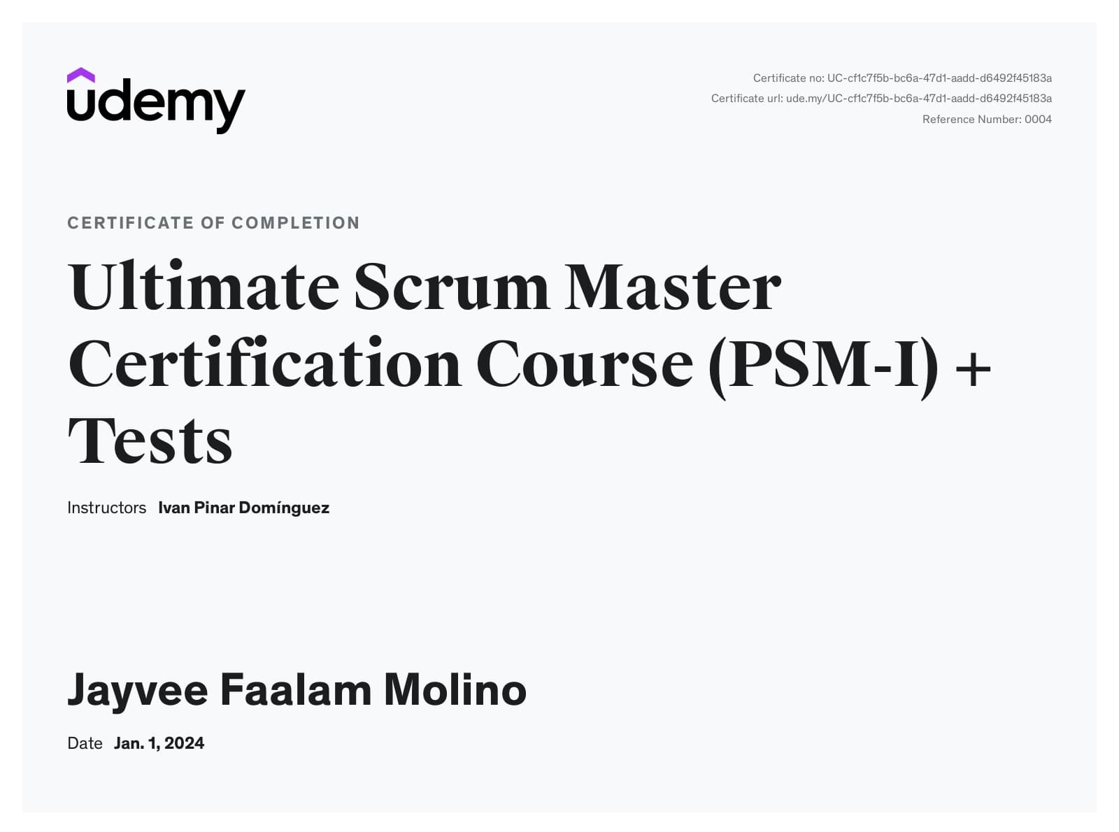 Ultimate Scrum Master Certification (PSM-I) + Tests