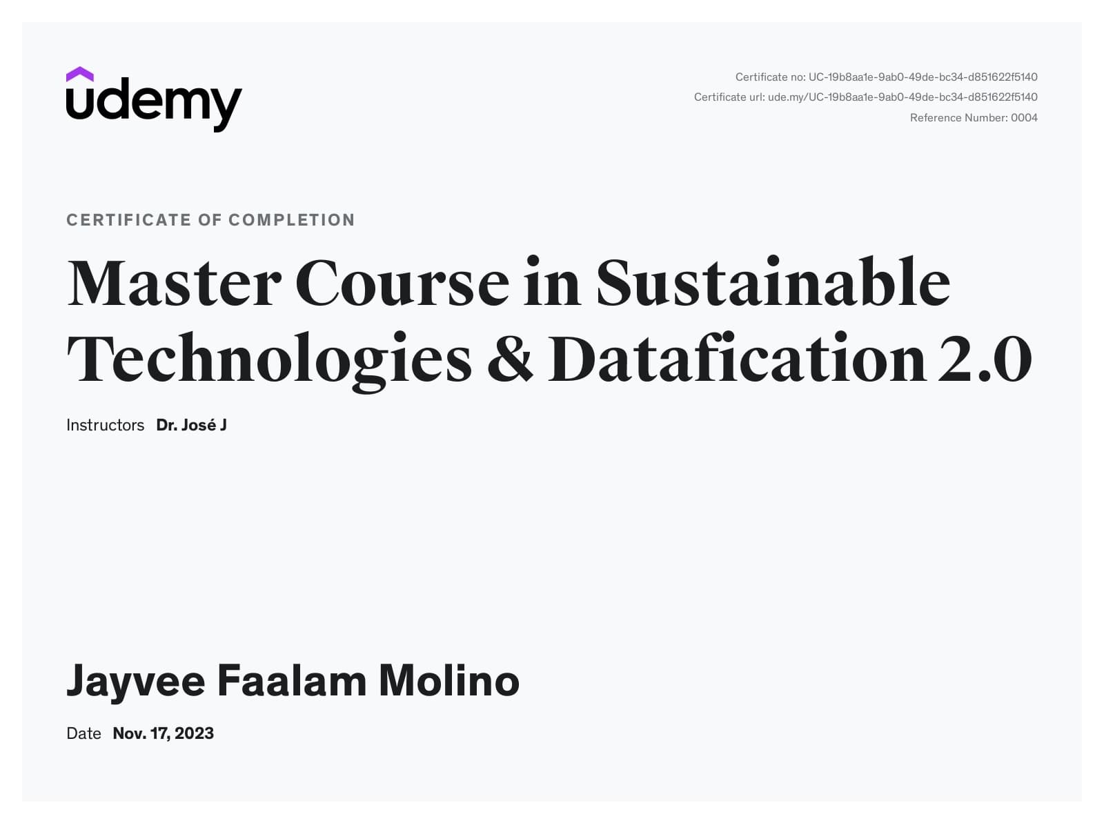 Master Course in Sustainable Technologies & Datafication 2.0