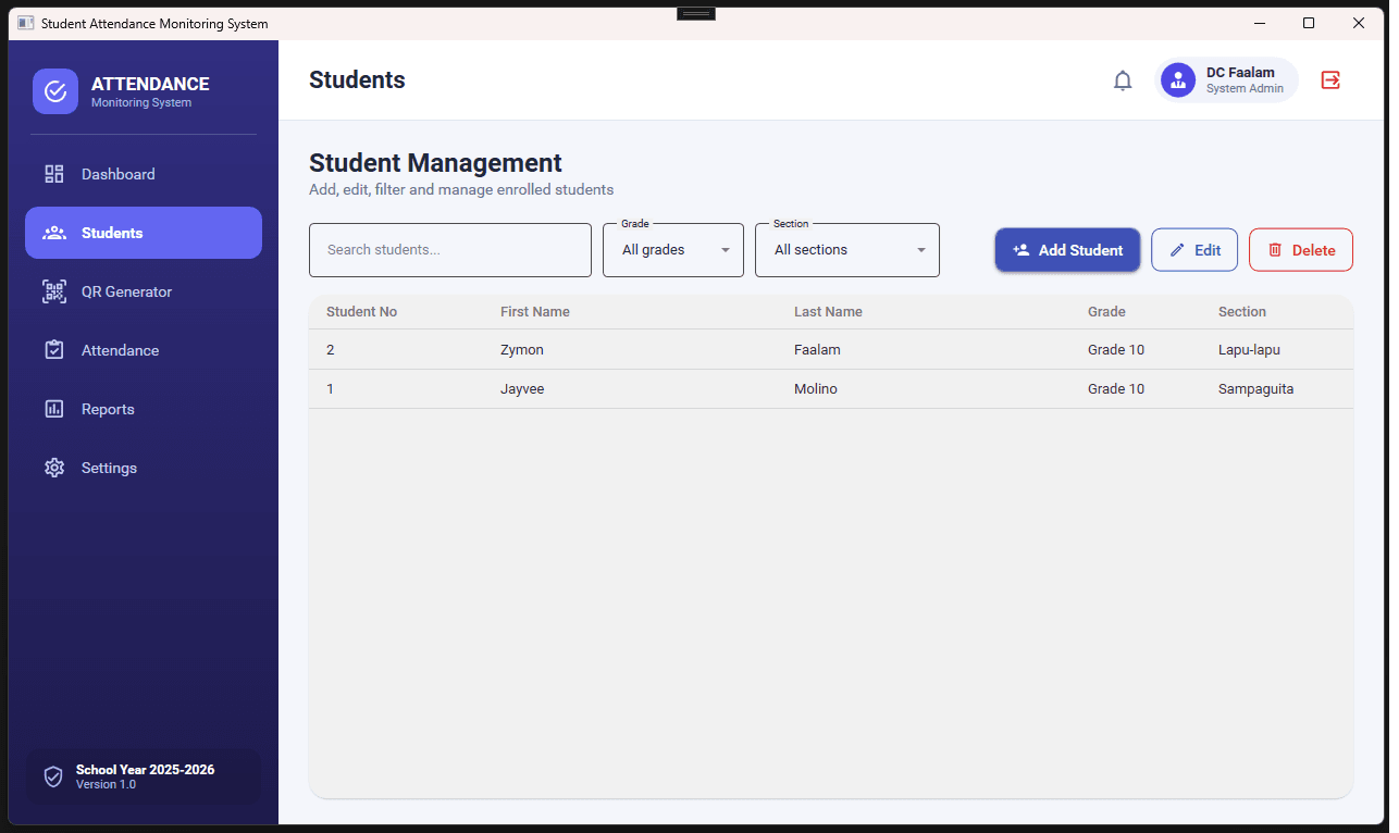 Student Attendance Monitoring System screenshot 3