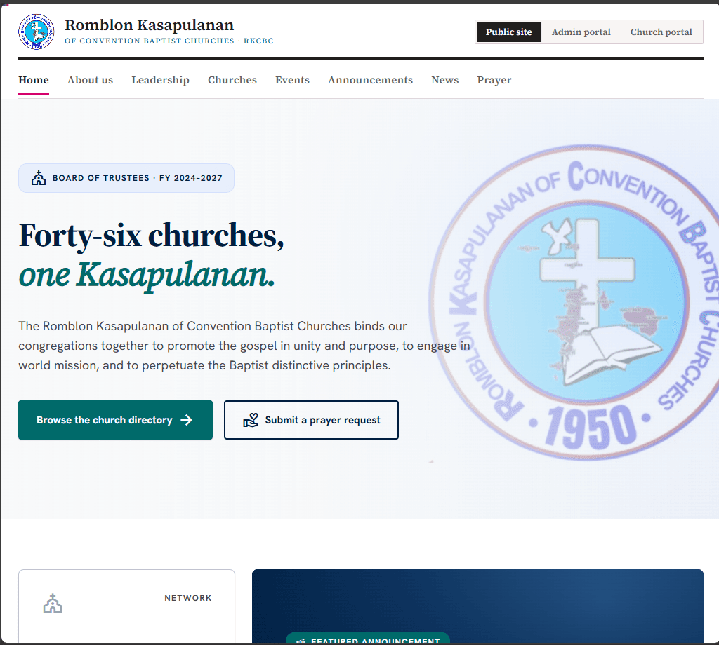 Romblon Kasapulanan Church Community Portal preview