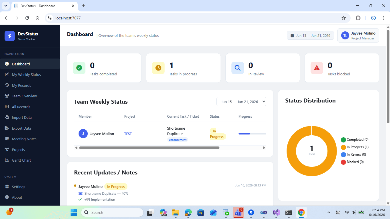 Dev Team Status Tracker screenshot 5