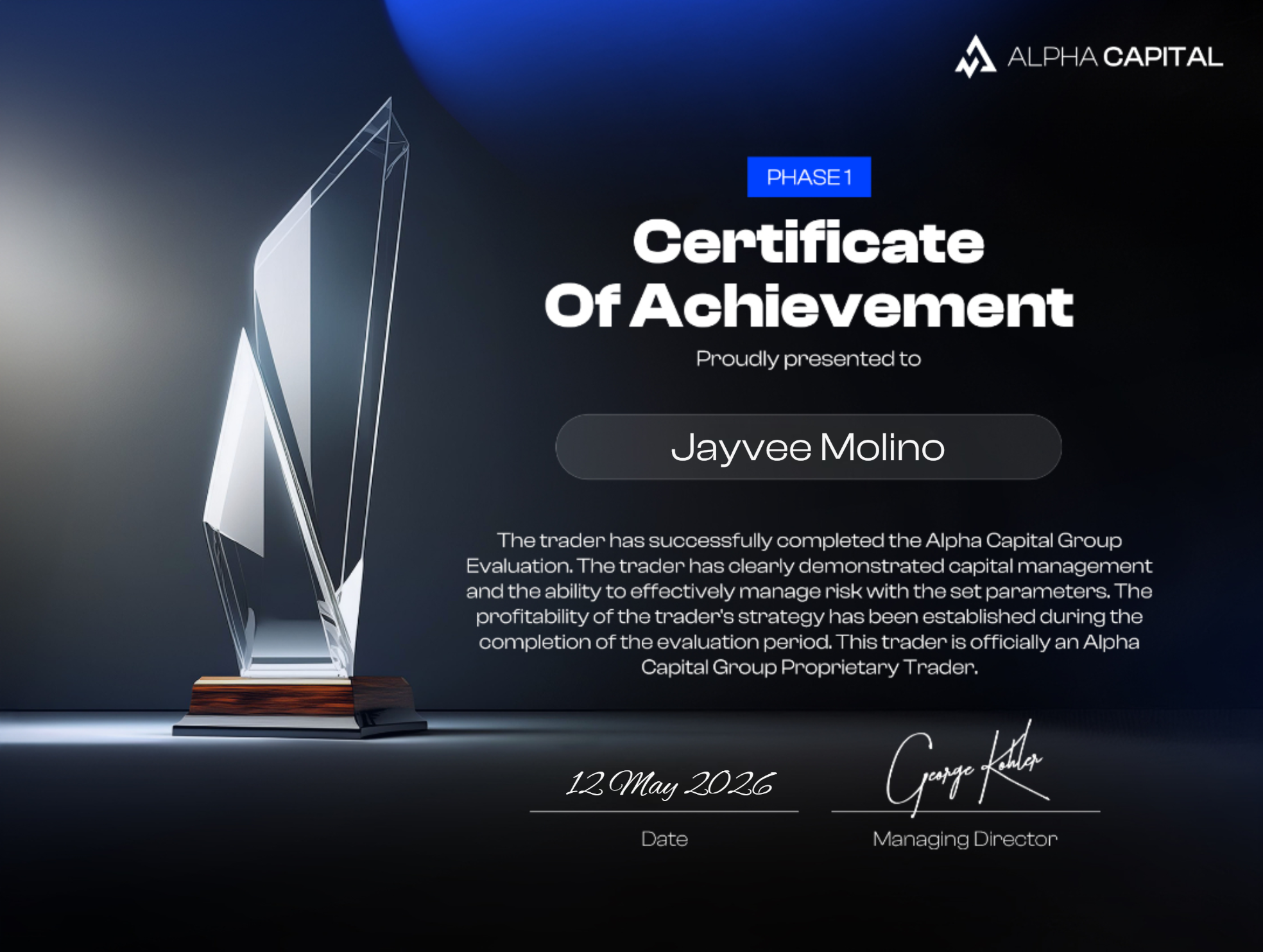 Trading certificate 4